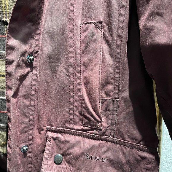 Barbour Beadnell waxed cotton Jacket sz 4 Aubergine - Picture 3 of 12